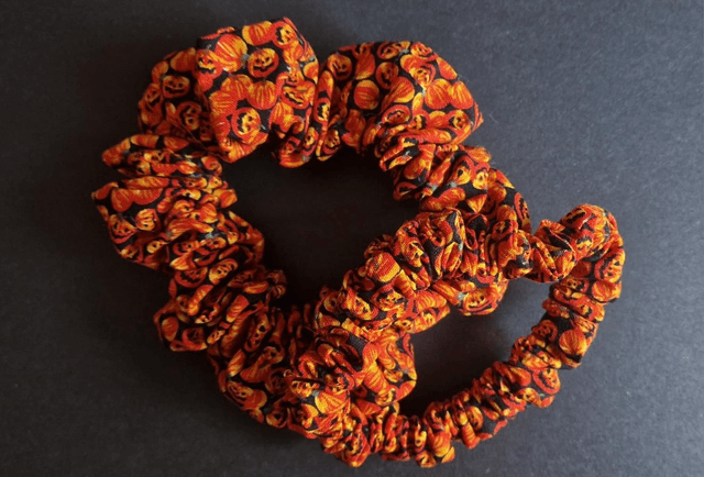 Pumpkin 100% Cotton Scrunchies set