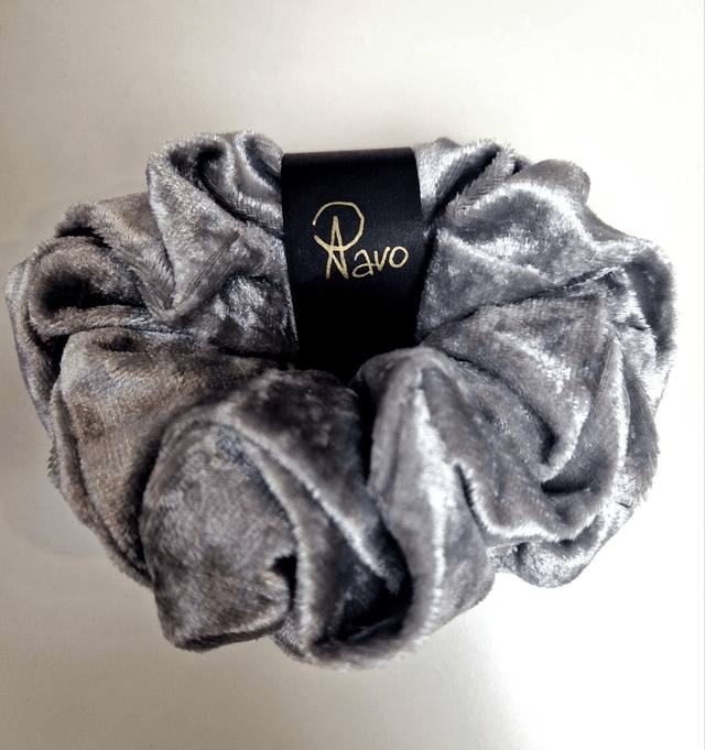 VELVET Silver Scrunchies Set 