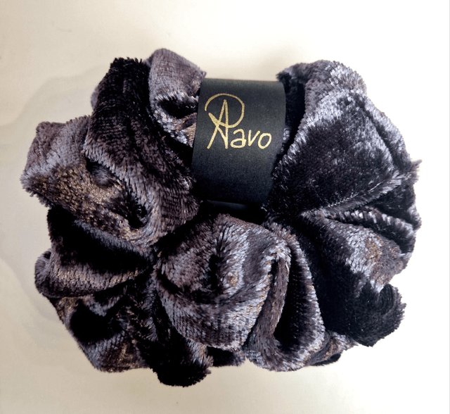 VELVET Purple Gray Scrunchies Set 
