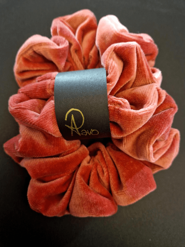 VELVET Coral Scrunchies Set 