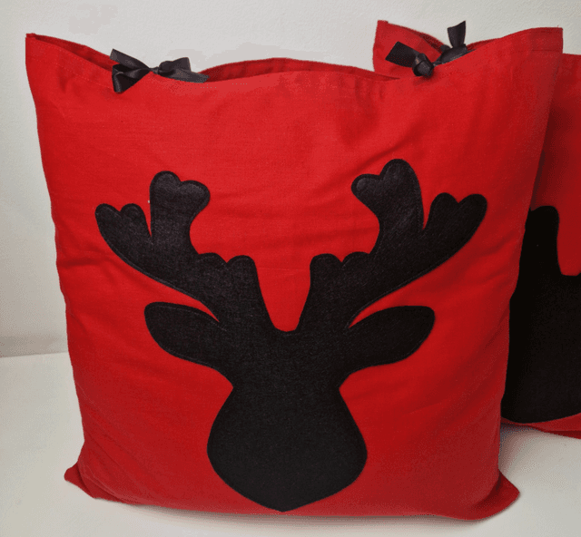 Reindeer pillow red / Christmas pillow filled